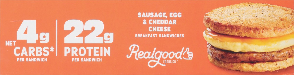 slide 4 of 9, Realgood Foods Co. Sausage Egg & Cheddar Cheese Breakfast Sandwiches 4 ea, 4 ct