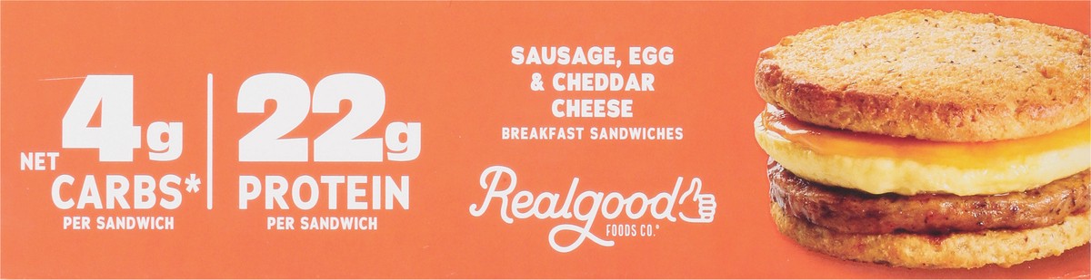 slide 6 of 9, Realgood Sausage Egg & Cheddar Cheese Breakfast Sandwiches 4 ea, 4 ct