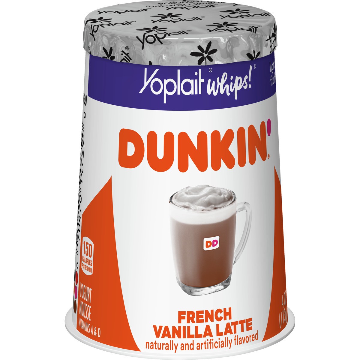 slide 6 of 6, Yoplait Whips! Dunkin' French Vanilla Latte Yogurt Mousse, 4 oz