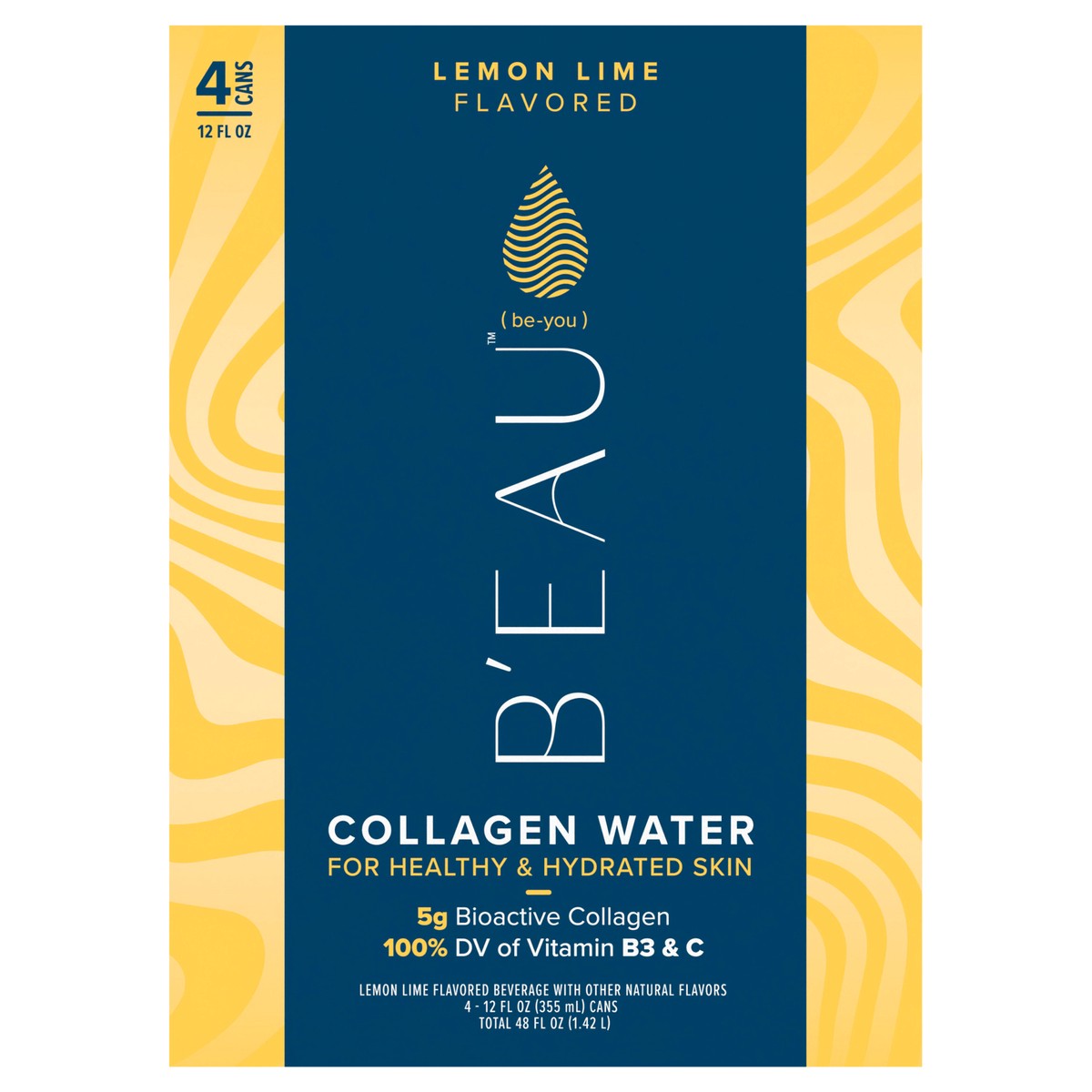 slide 1 of 4, B'EAU B''EAU Collagen Water, Lemon Lime Flavored Water, 12 Fl Oz, 4 Pack, 4 ct
