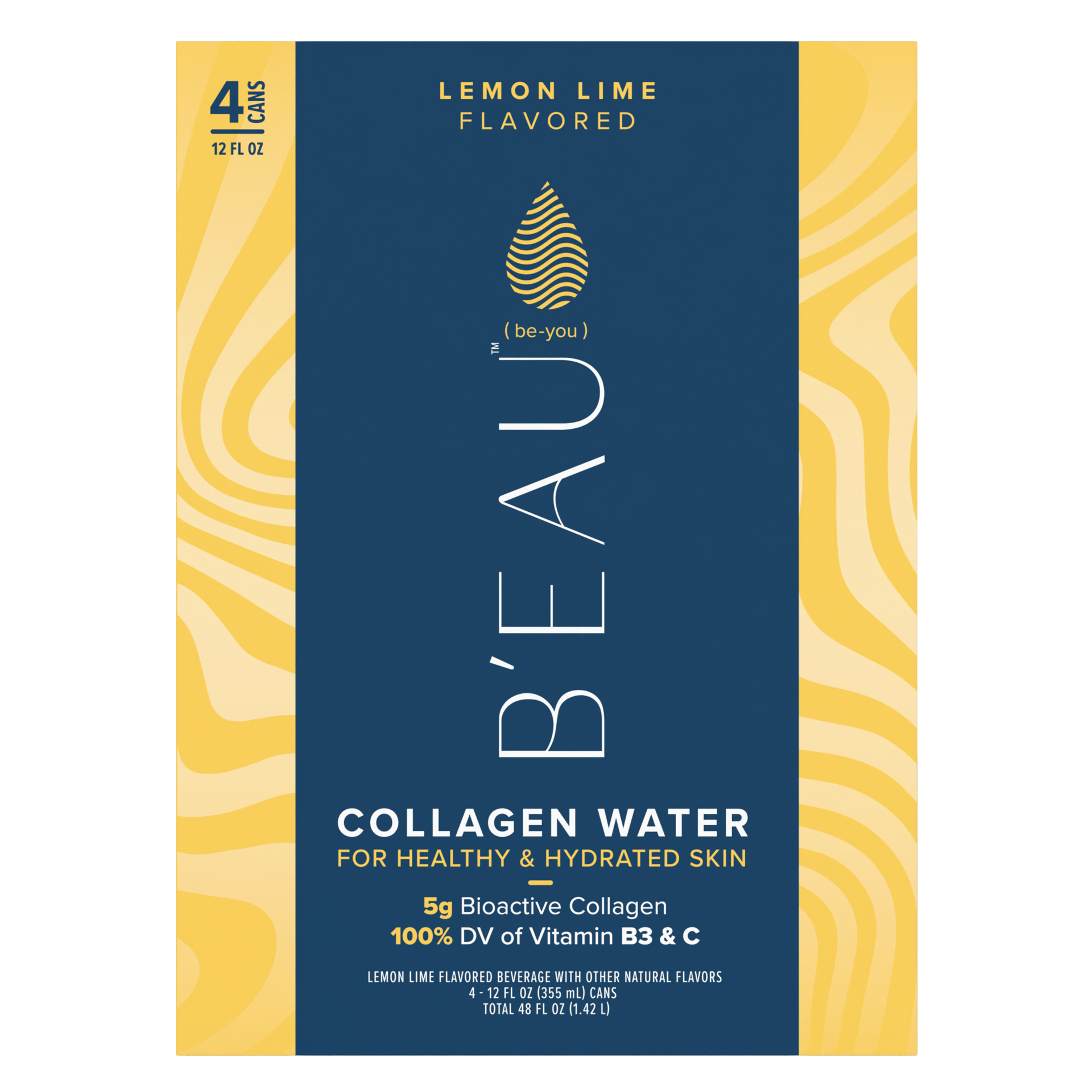 slide 1 of 4, B'EAU B''EAU Collagen Water, Lemon Lime Flavored Water, 12 Fl Oz, 4 Pack, 4 ct