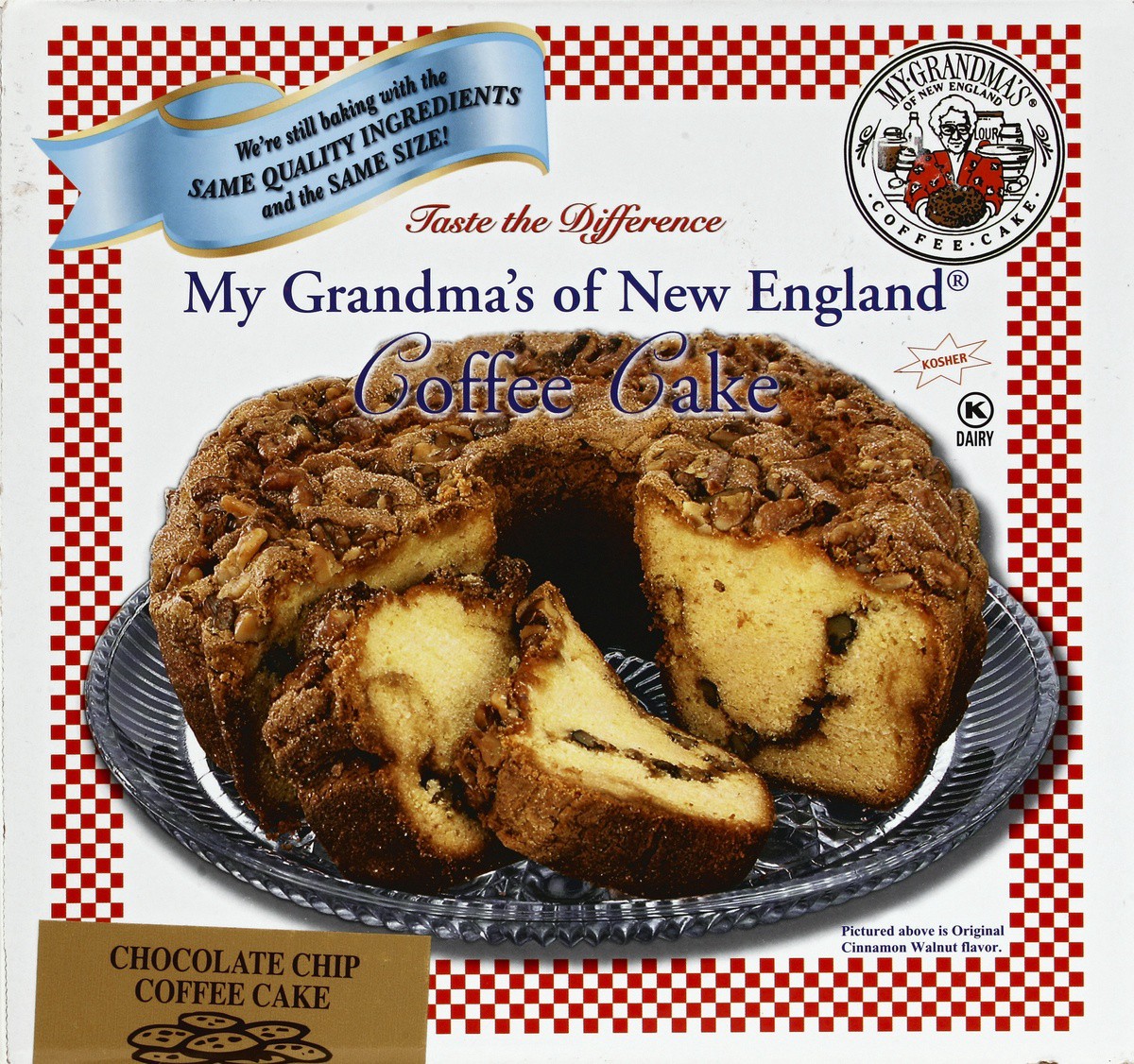 slide 4 of 4, My Grandma's of New England Chocolate Chip Coffee Cake, 28 oz