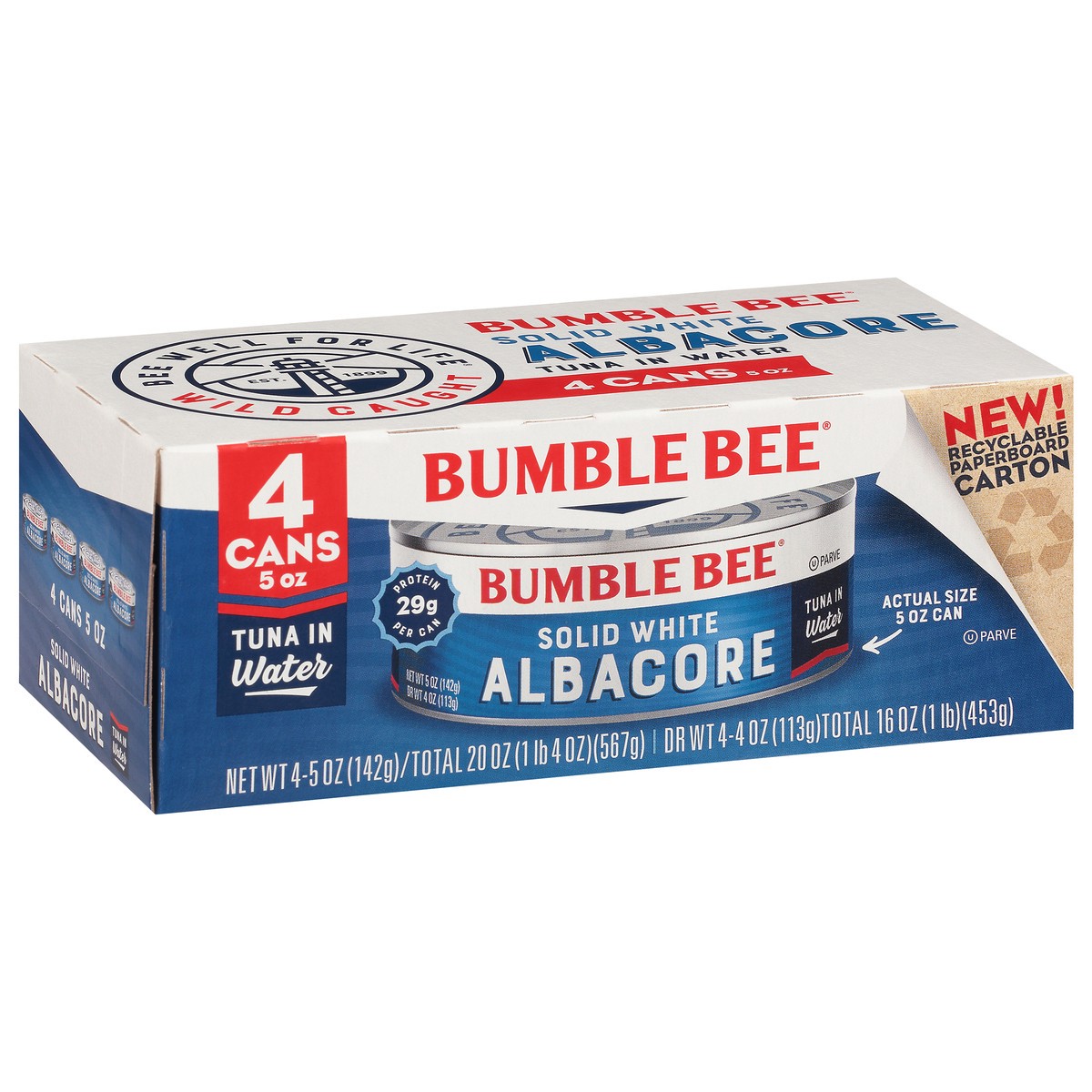 slide 9 of 9, Bumble Bee Solid White Albacore Tuna In Water 5oz 4 pack, 4 ct