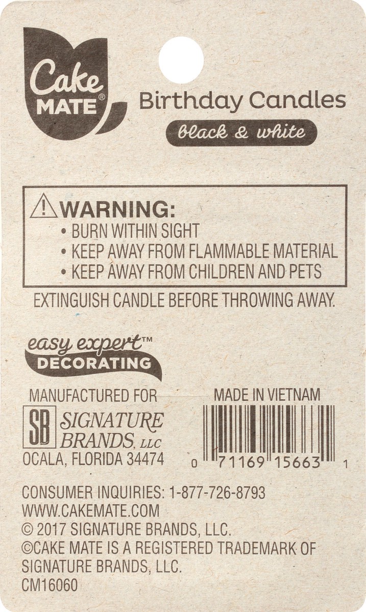 slide 7 of 10, Cake Mate Black & White Party Candles, 12 ct