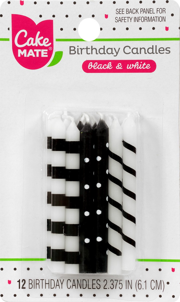 slide 3 of 10, Cake Mate Black & White Party Candles, 12 ct