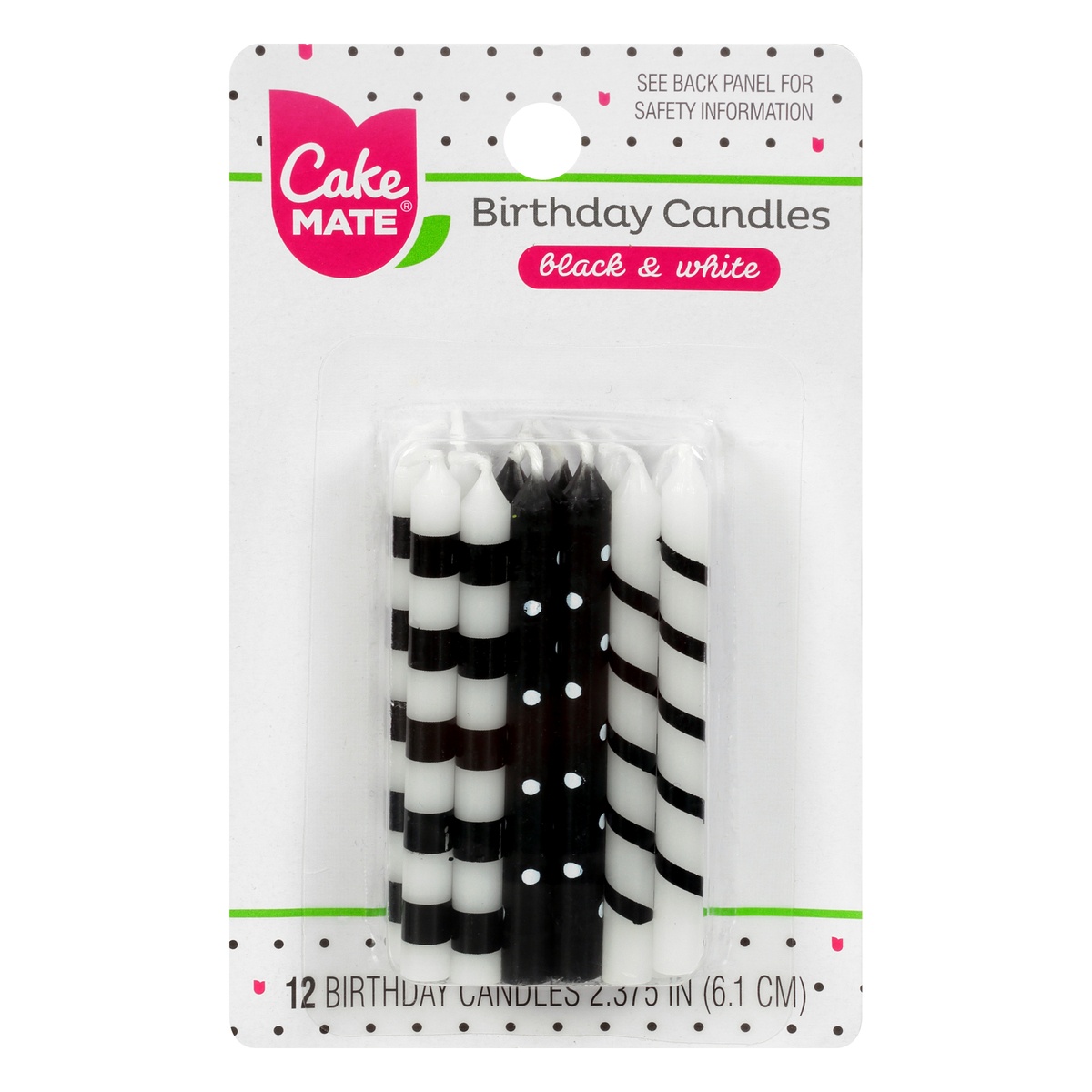 slide 1 of 1, Cake Mate Black & White Party Candles, 2 ct