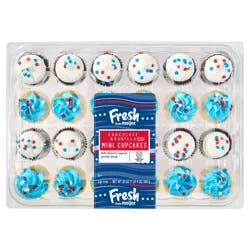 Fresh from Meijer Mini Cupcakes with patriotic sprinkles, 24 ct / 20 oz.