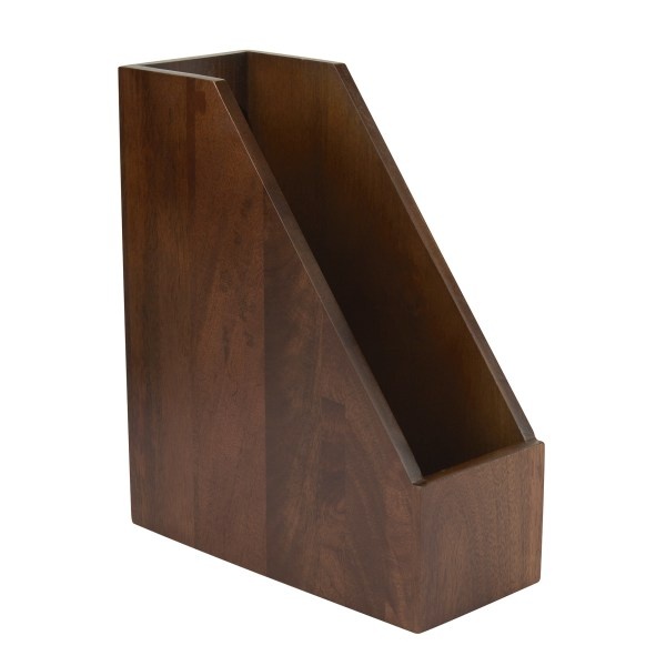 slide 1 of 4, Realspace Wooden Magazine File, 11-3/4"H X 4-1/4"W X 10"D, Walnut, 1 ct