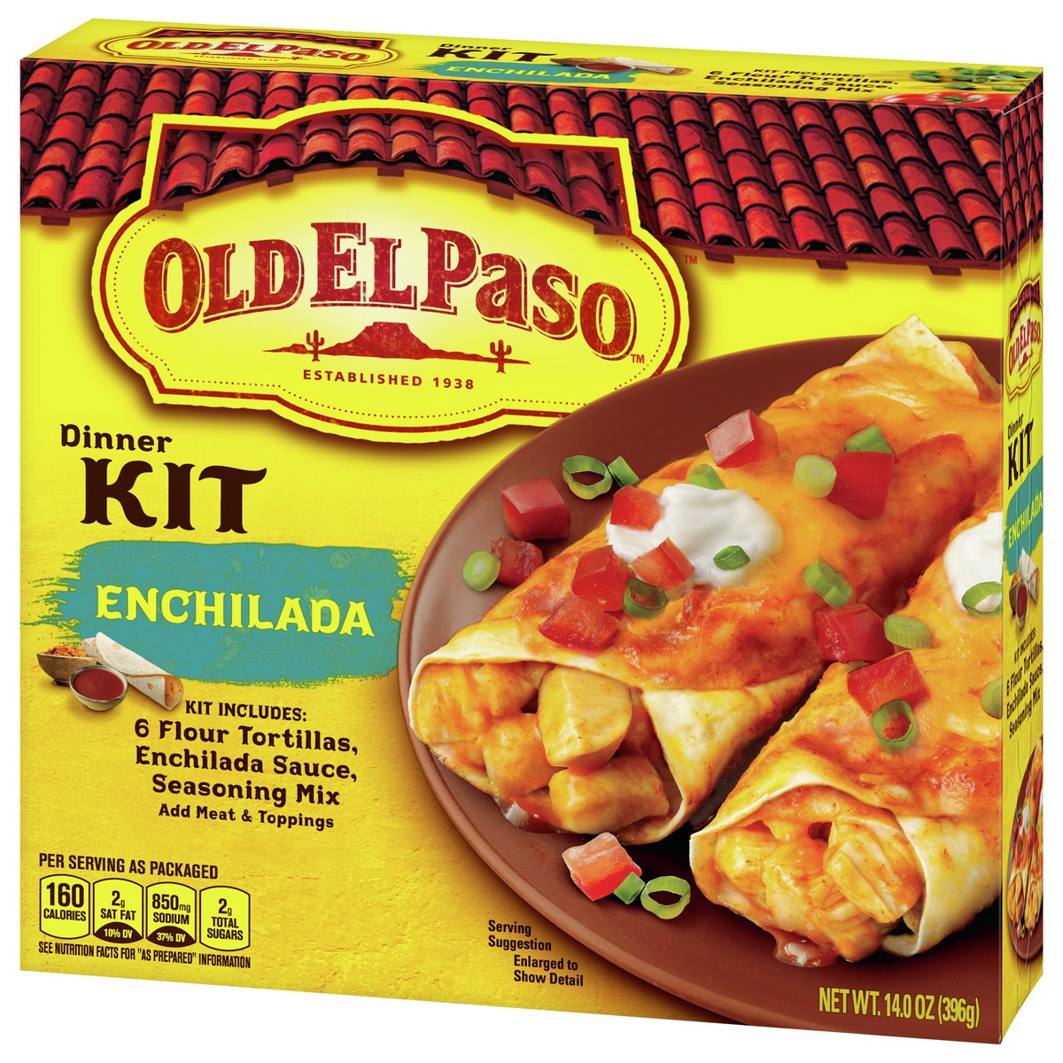 slide 5 of 9, Old El Paso Enchilada Dinner Kit With Flour Tortillas, Enchilada Sauce & Seasoning Mix, 14 oz., 14 oz