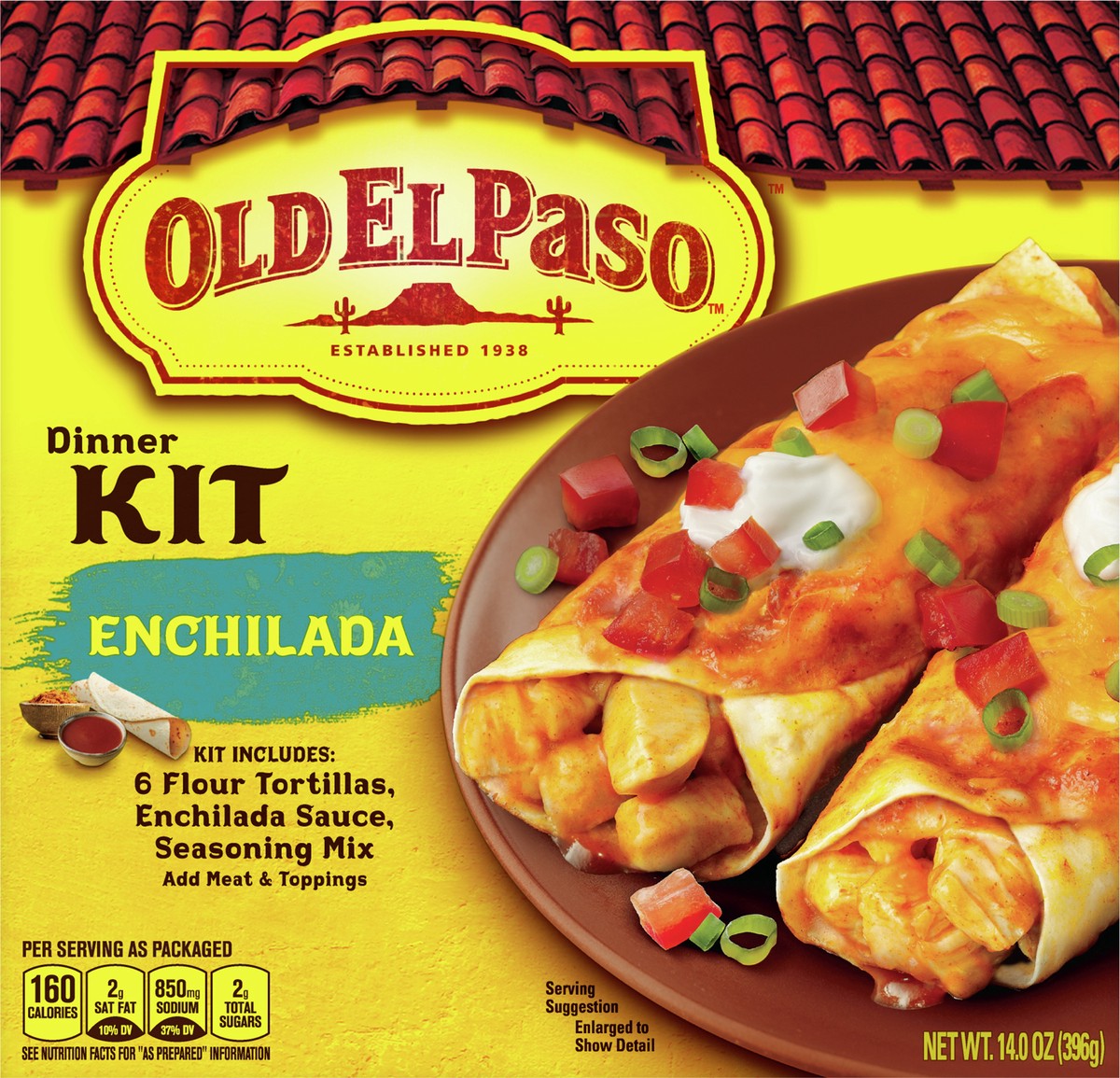 slide 2 of 9, Old El Paso Enchilada Dinner Kit With Flour Tortillas, Enchilada Sauce & Seasoning Mix, 14 oz., 14 oz