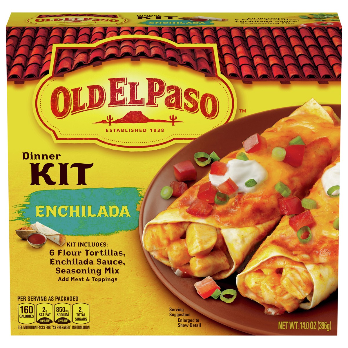 slide 1 of 9, Old El Paso Enchilada Dinner Kit With Flour Tortillas, Enchilada Sauce & Seasoning Mix, 14 oz., 14 oz