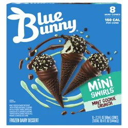 Blue Bunny Mini Swirls Mint Cookie Crunch Cones, 8 Pack