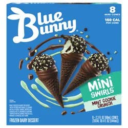 Blue Bunny Mini Swirls Mint Cookie Crunch Cones, 8 Pack