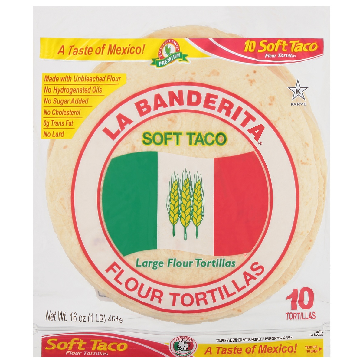slide 1 of 1, La Banderita Large Soft Taco Flour Tortillas, 10 ct