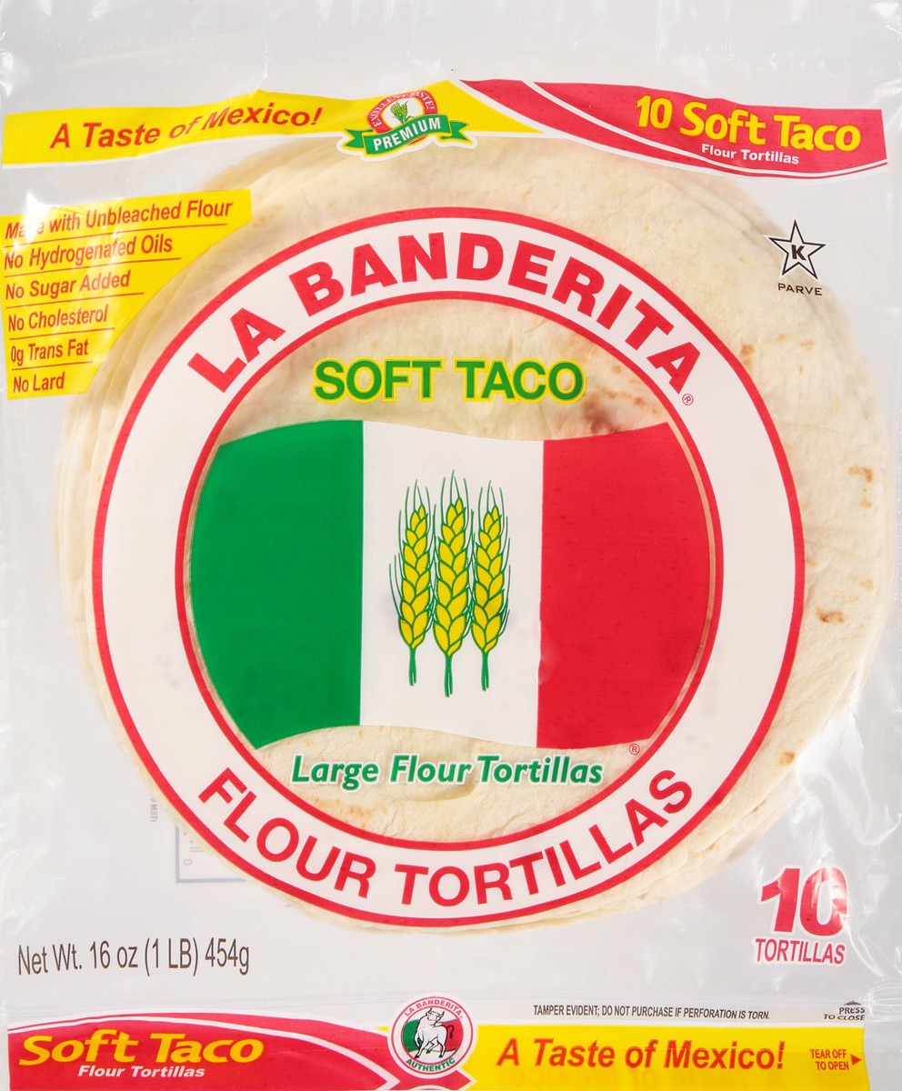 slide 6 of 9, La Banderita Large Soft Taco Flour Tortillas, 10 ct