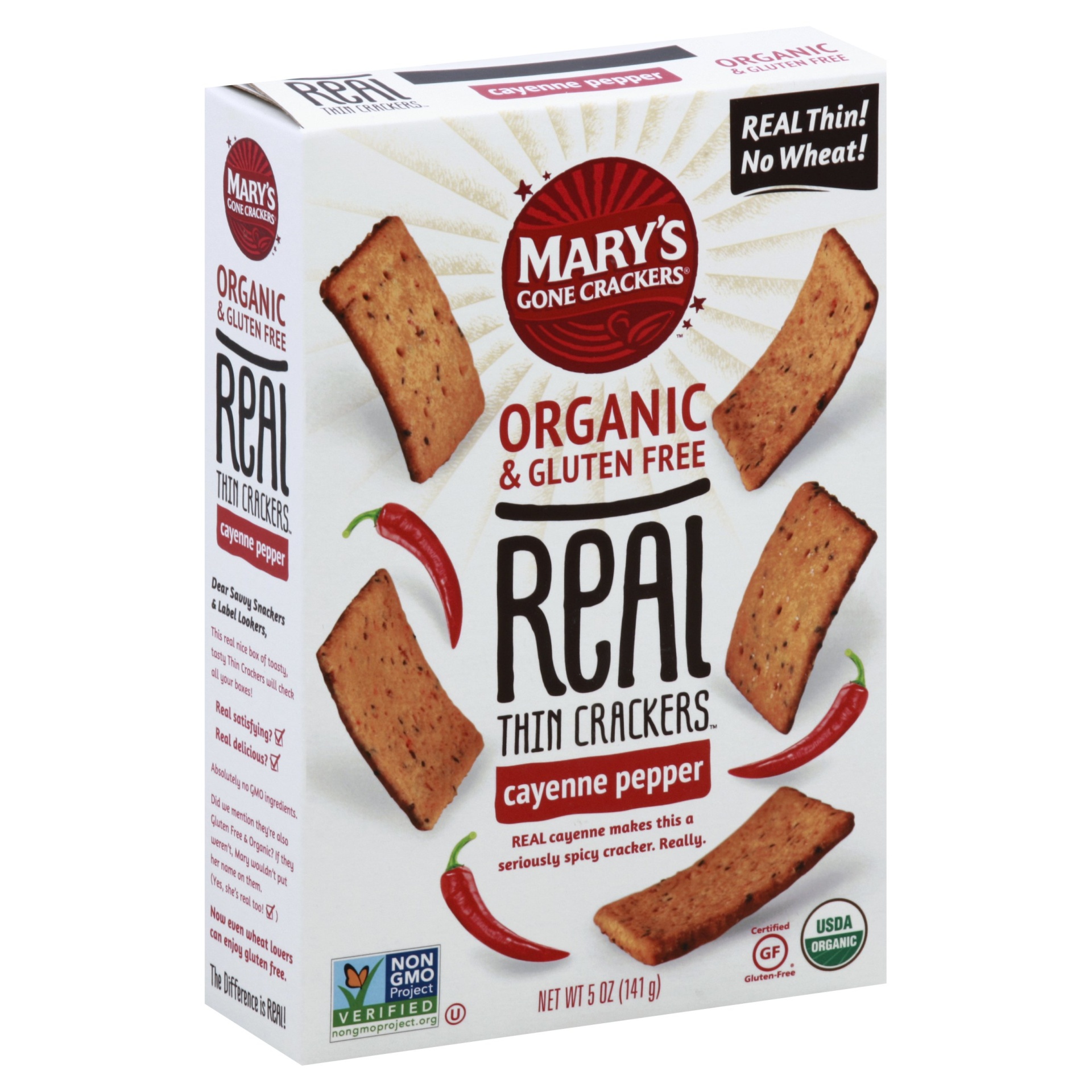 slide 1 of 1, Mary's Gone Crackers Cayenne Pepper Real Thin Crackers, 5 oz