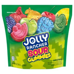 Jolly Rancher Sour Gummies Assorted Fruit Flavored Candy Resealable Bag, 13 oz