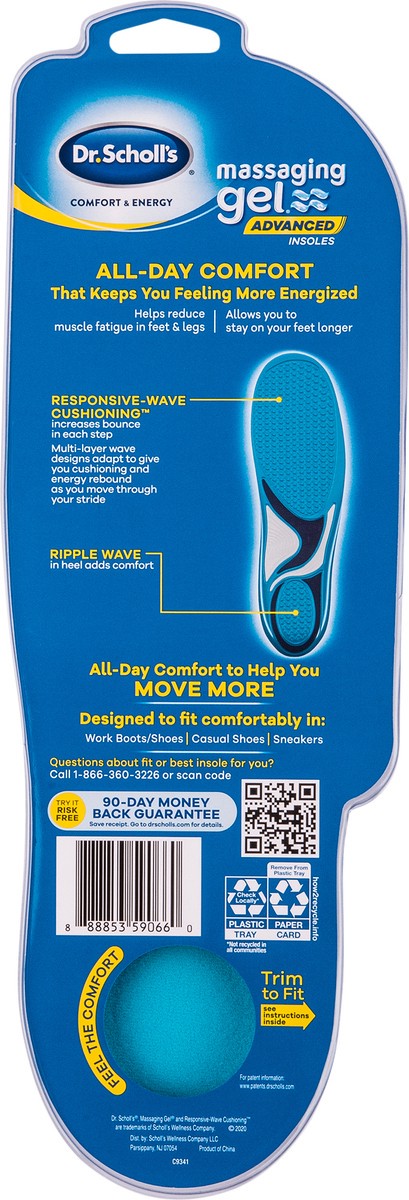 slide 2 of 7, Dr. Scholl's Energizing Comfort with Massaging Gel - Men's Shoe Size 8-14 - 1 Pair, 1 ct