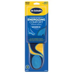 Dr. Scholl's Dr. Scholl’s Energizing Comfort Everyday Insoles with Massaging Gel, On Your Feet All-day Energy, Shock Absorbing, Arch Support, Trim Inserts to Fit Shoes, Men's Size 8-14, 1 Pair