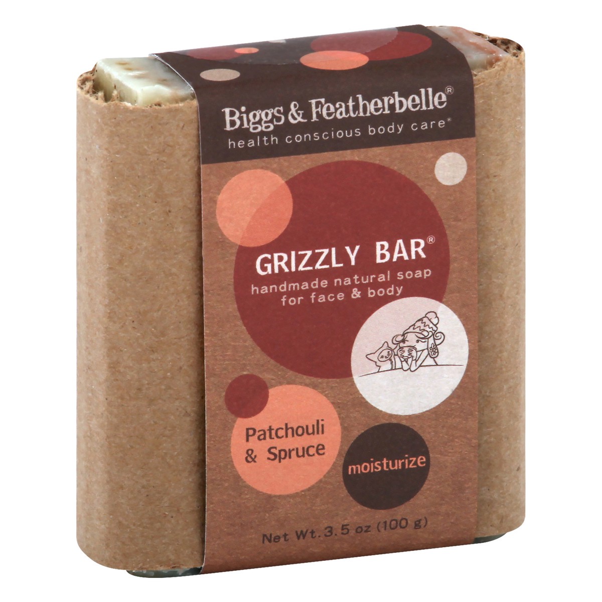 slide 9 of 9, Biggs & Featherbelle Moisturize Grizzly Bar Patchouli & Spruce Soap 3.5 oz, 3.5 oz