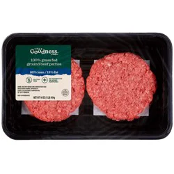 True Goodness 85/15 Grass Fed Ground Beef Patties, 4 CT, 1 LB