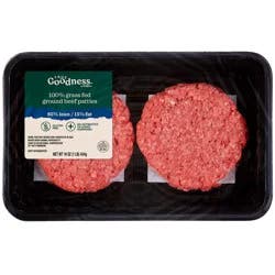 True Goodness 85/15 Grass Fed Ground Beef Patties, 4 CT, 1 LB