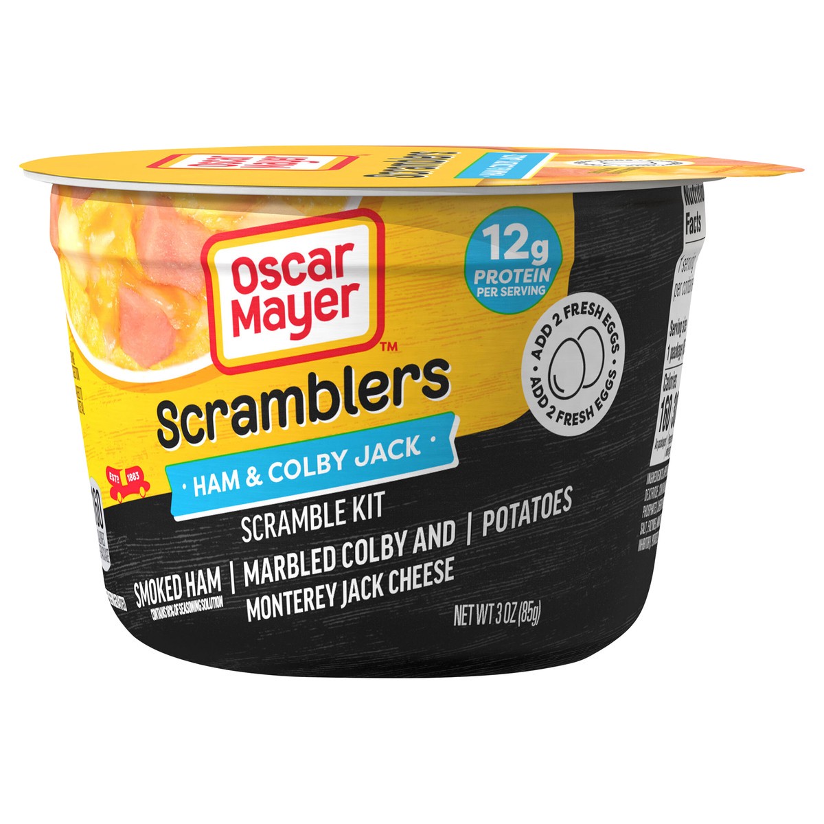 slide 5 of 9, Oscar Mayer Scramblers Ham & Colby Jack Scramble Kit, 3 oz Cup, 3 oz