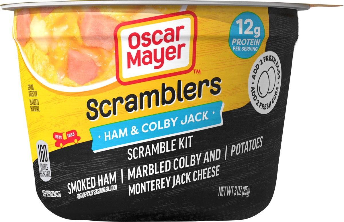 slide 2 of 9, Oscar Mayer Scramblers Ham & Colby Jack Scramble Kit, 3 oz Cup, 3 oz