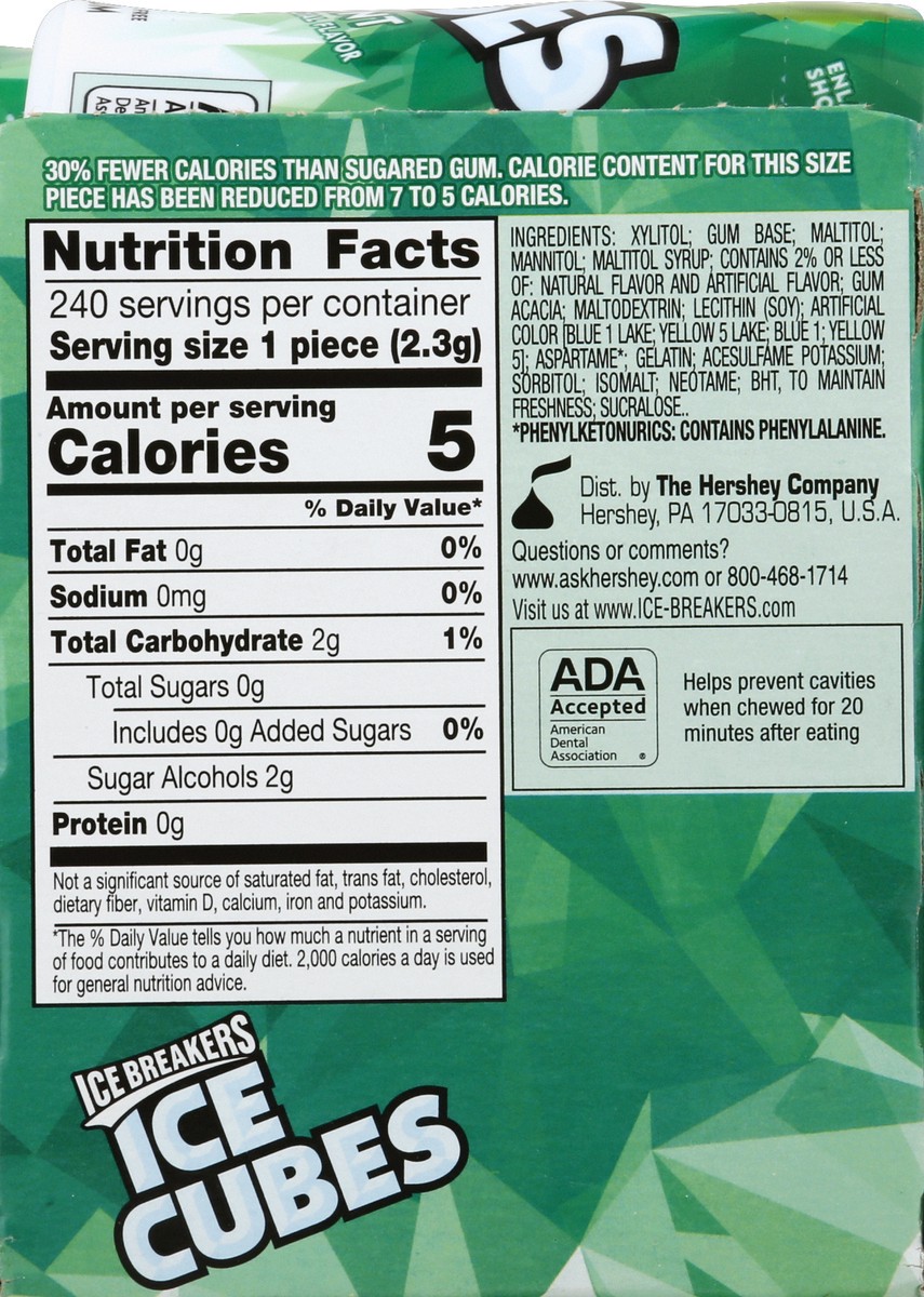 slide 3 of 6, Ice Breakers Ice Cubes Spearmint Sugar Free Chewing Gum Bottles, 3.24 oz (6 Count, 40 Pieces),