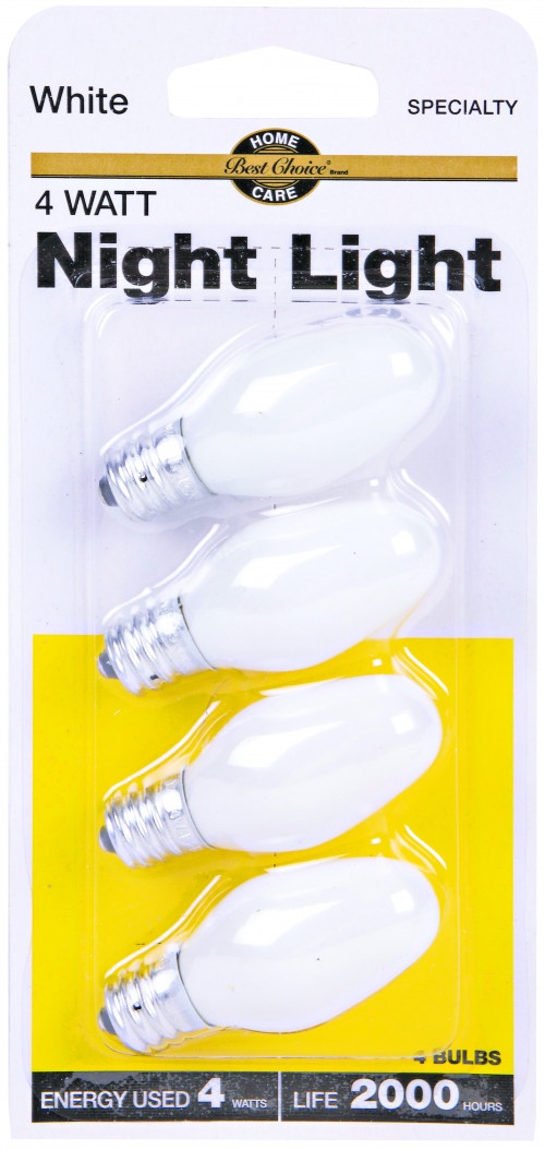 slide 1 of 1, Best Choice 4 Watt White Night Light Bulbs, 4 ct