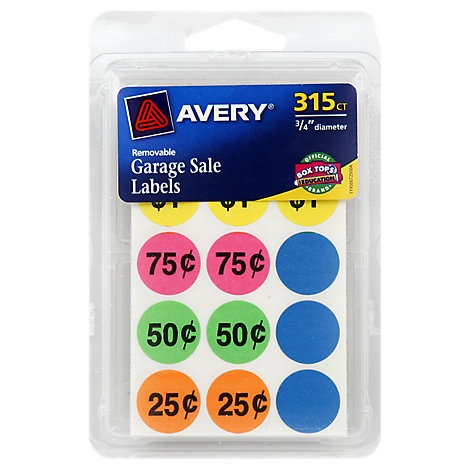 slide 1 of 1, Avery Asst Neon Garage Sale Labels - Each, 1 ct