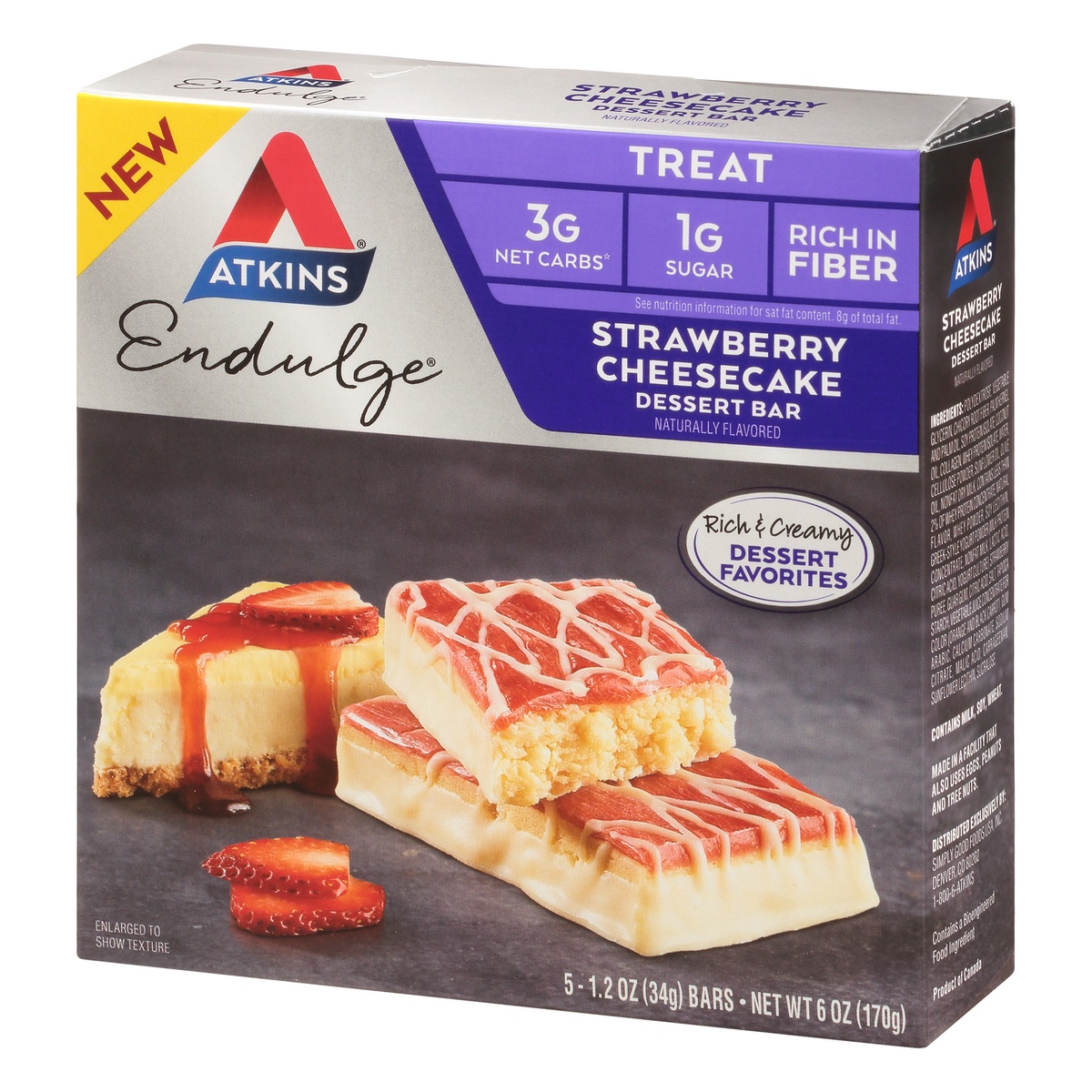 slide 3 of 3, Atkins Endulge Treat Strawberry Cheesecake Dessert Bars, 6 oz