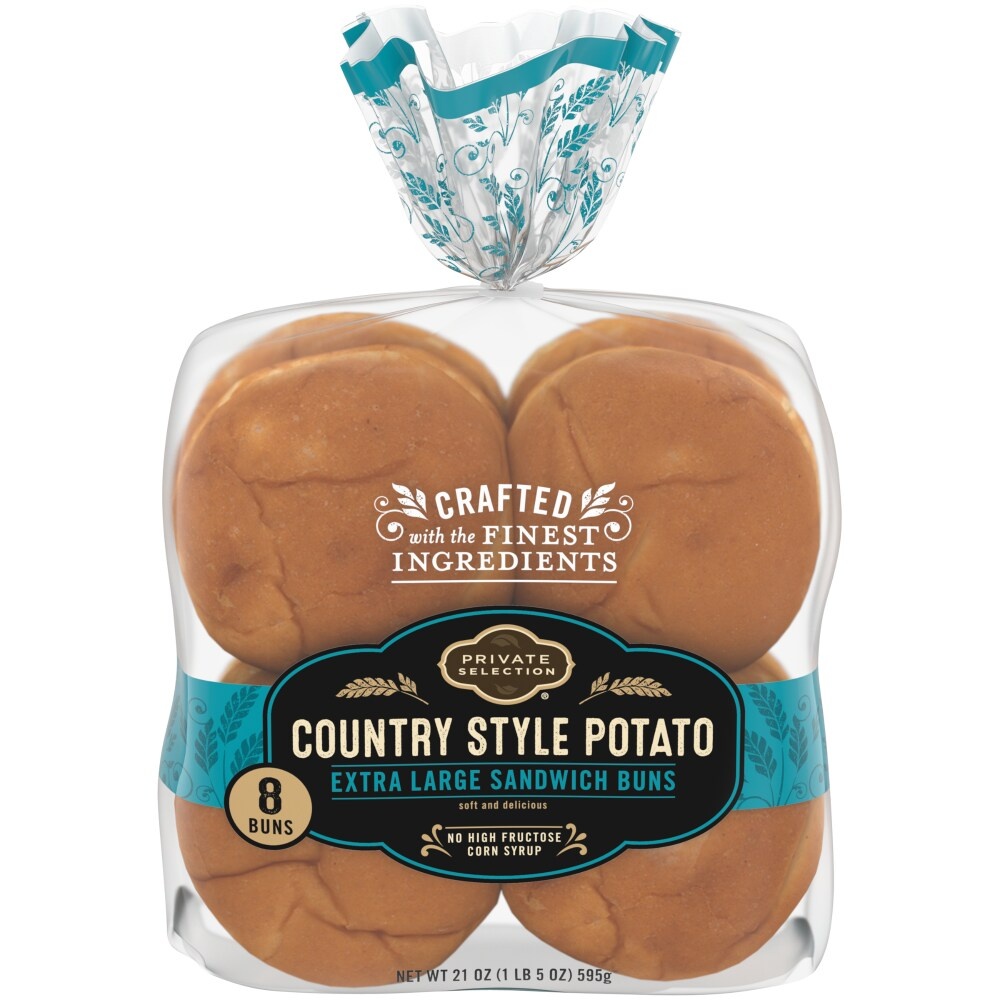 slide 1 of 1, Private Selection Country Style Potato Extra Large Sandwich Buns 8 Count, 8 ct; 21 oz