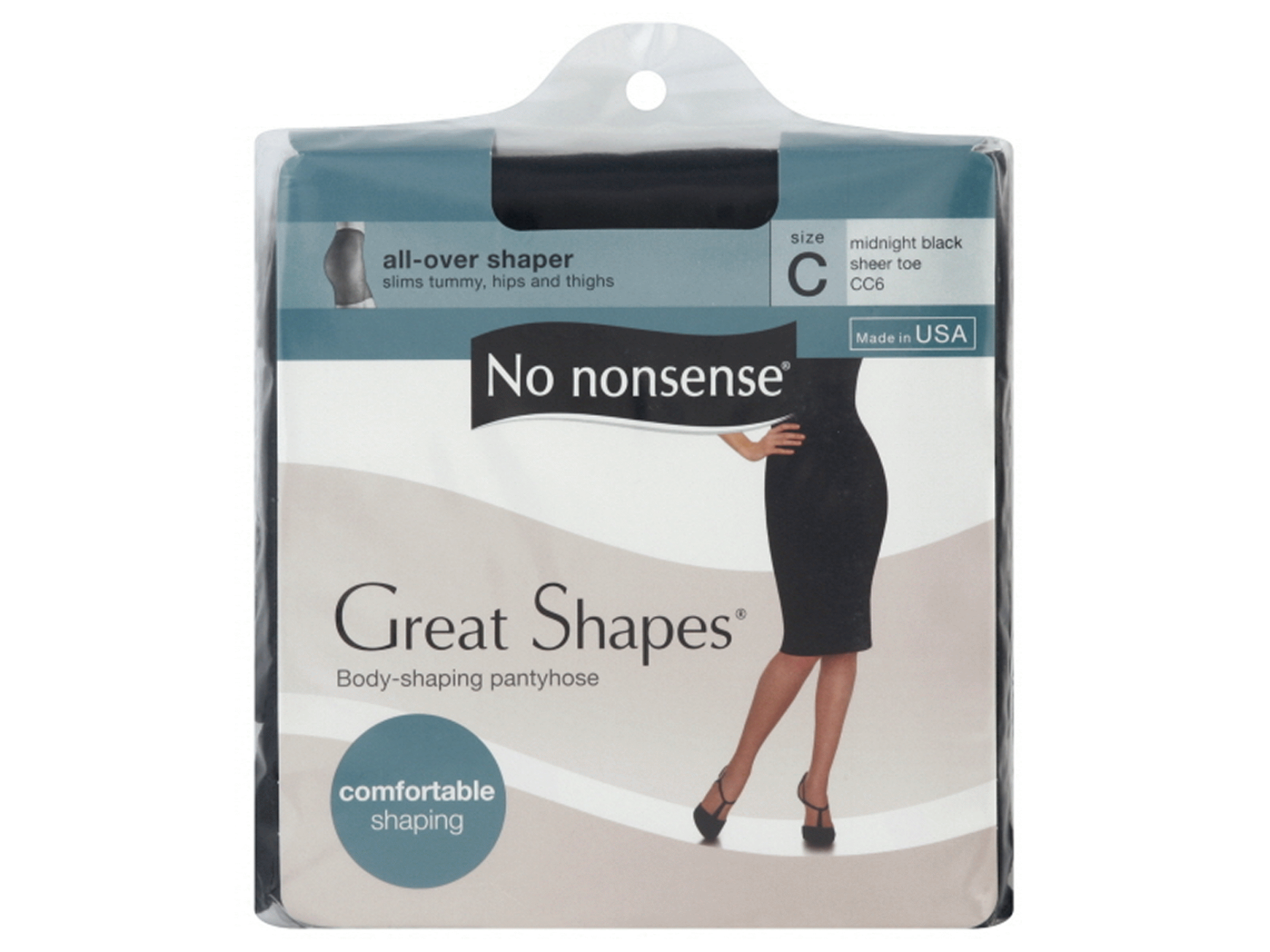 slide 1 of 2, No Nonsense Great Shapes All Over Shaper Midnight Black C Pantyhose, 1 ct