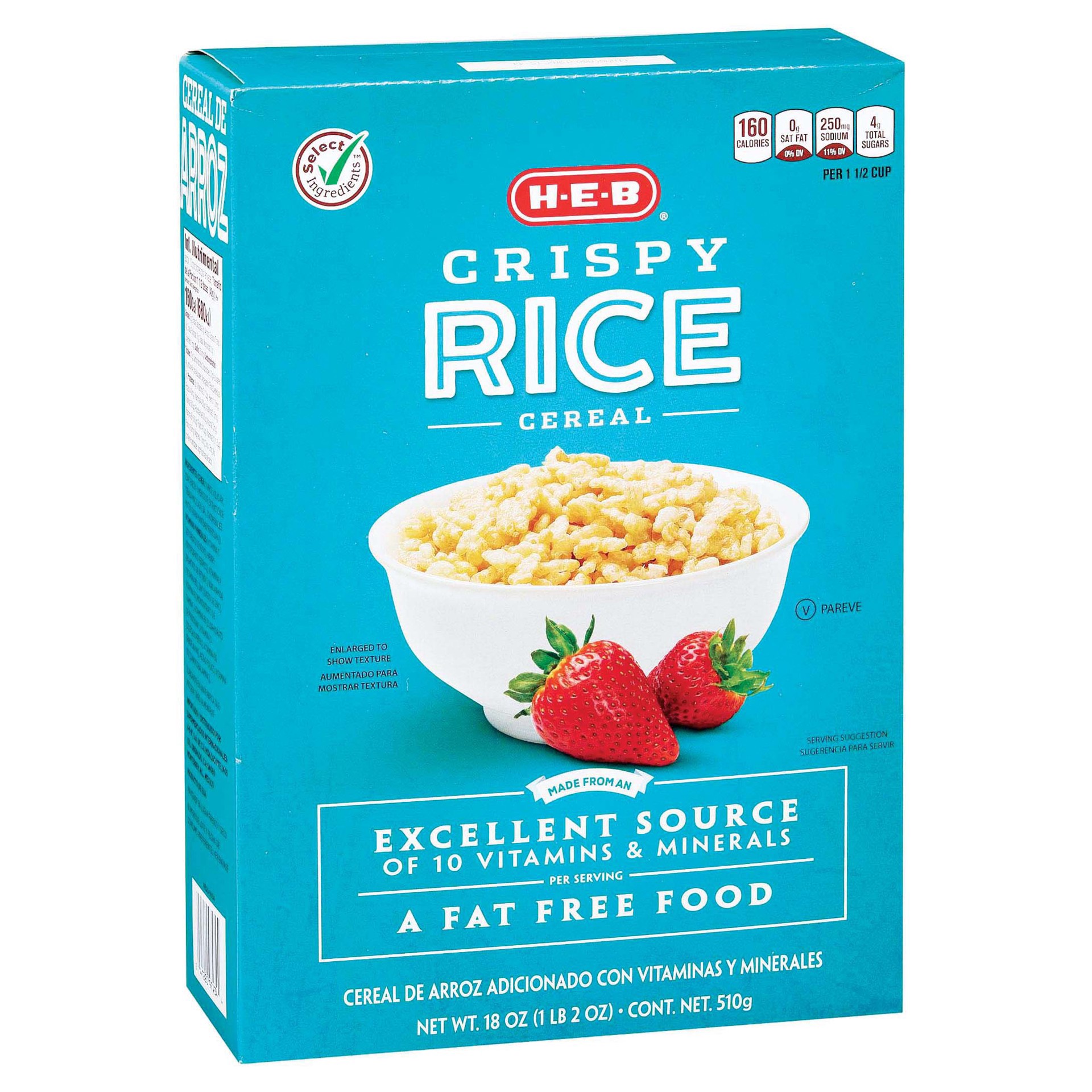 slide 1 of 1, H-E-B Crispy Rice Cereal, 18 oz