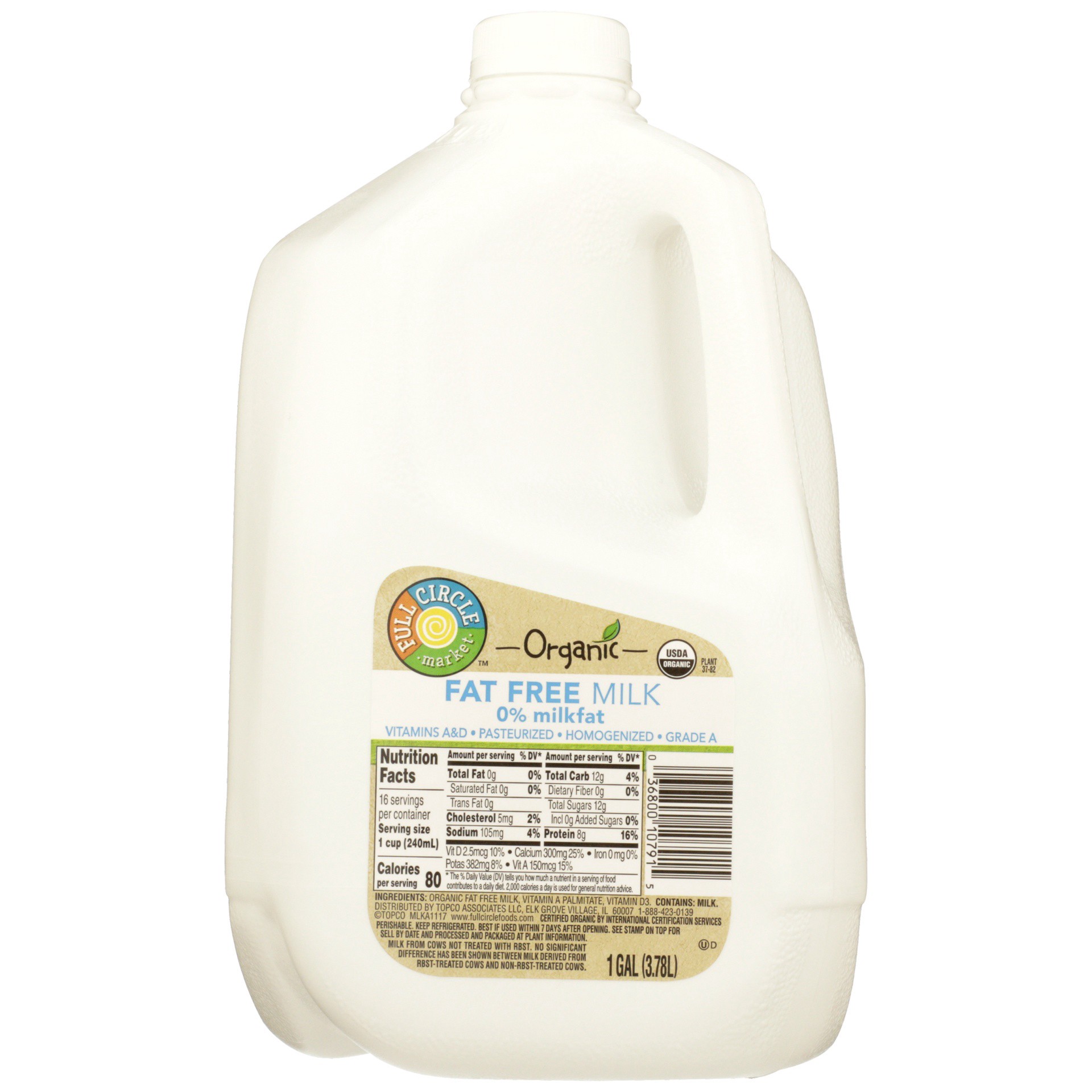 slide 1 of 6, Full Circle Market Organic Fat Free Milk, 1 gal