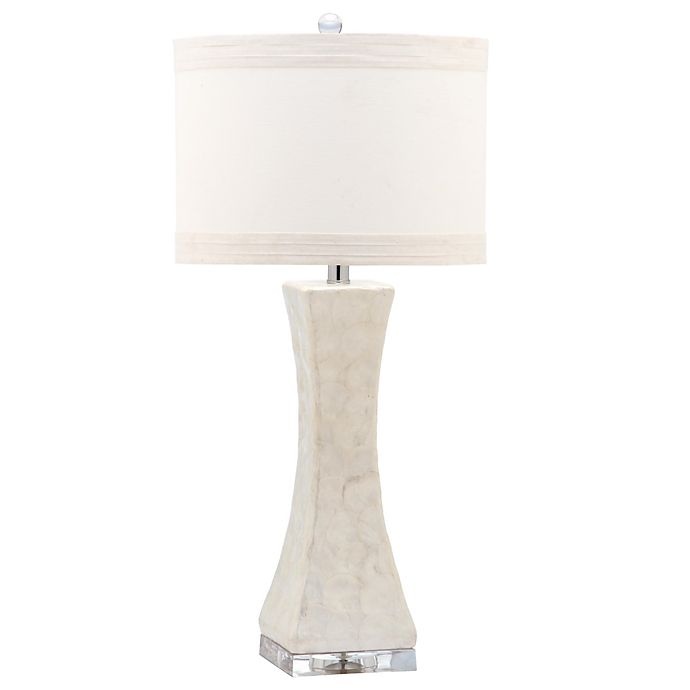 slide 1 of 1, Safavieh Shelley Table Lamp - White with Off-White Cotton Drum Shade, 1 ct