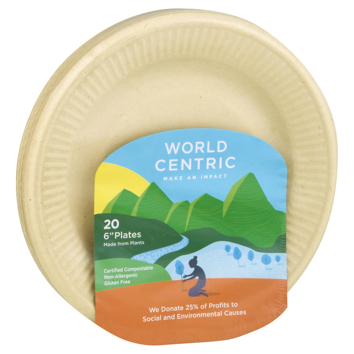 slide 8 of 9, World Centric 6 Inch Plates 20 ea, 20 ct