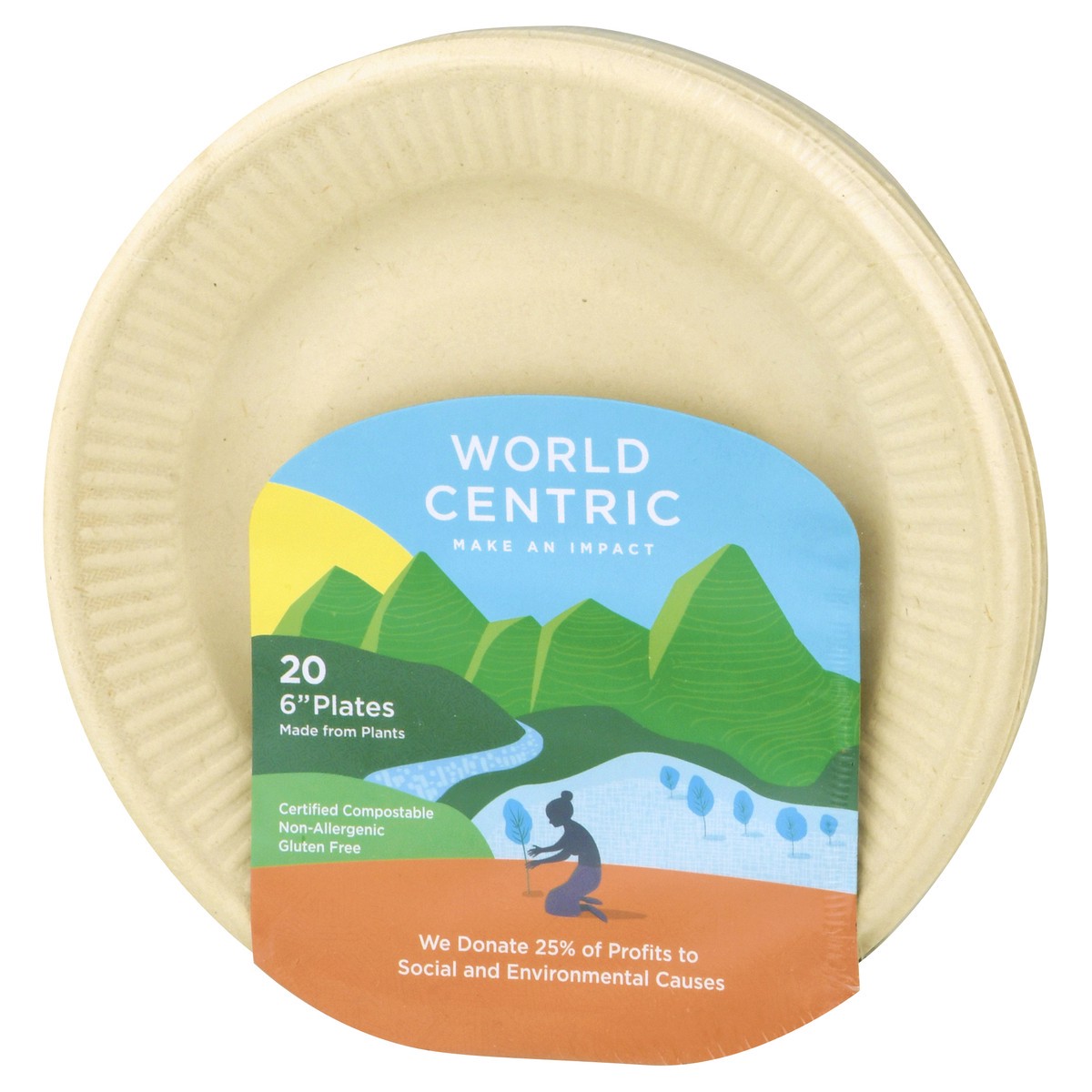 slide 5 of 9, World Centric 6 Inch Plates 20 ea, 20 ct