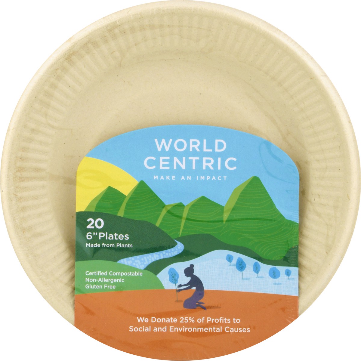 slide 7 of 9, World Centric 6 Inch Plates 20 ea, 20 ct