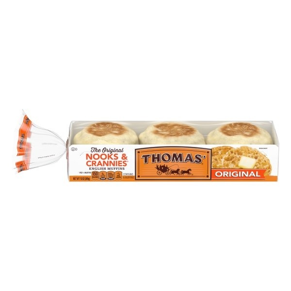 slide 1 of 1, Thomas' Plain High Fiber English Muffin, 6 ct; 12 oz