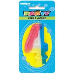 UNIQUE Rainbow Numeral Bday Candle #4