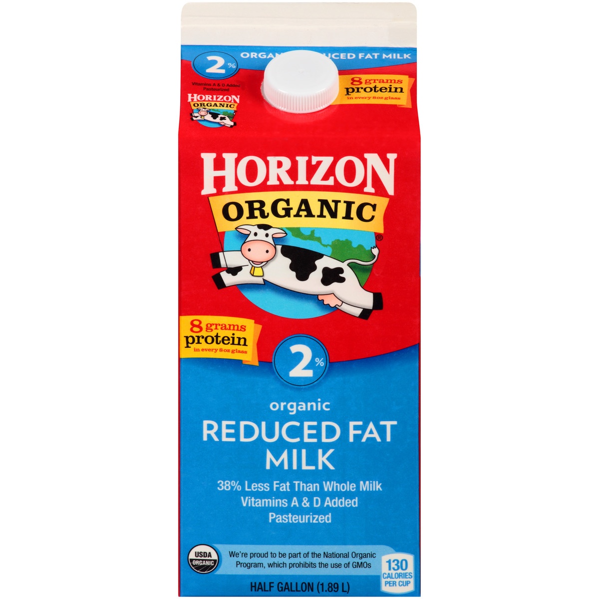 slide 1 of 1, Horizon Organic 2% Reduced Fat Milk, 1/2 gal