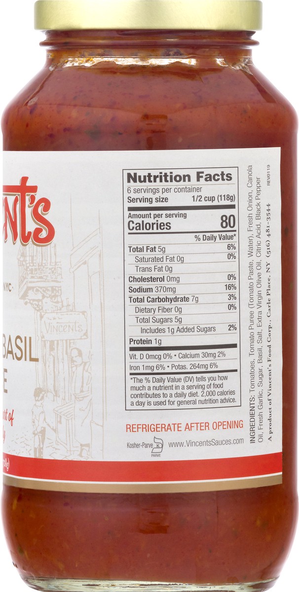 slide 10 of 13, Vincent's Tomato Basil Sauce 25 oz, 25 oz