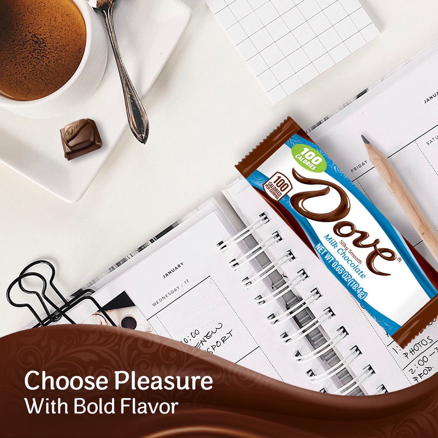 slide 3 of 8, DOVE 100 Calories Milk Chocolate Candy Bar, 0.65 oz, 0.65 oz