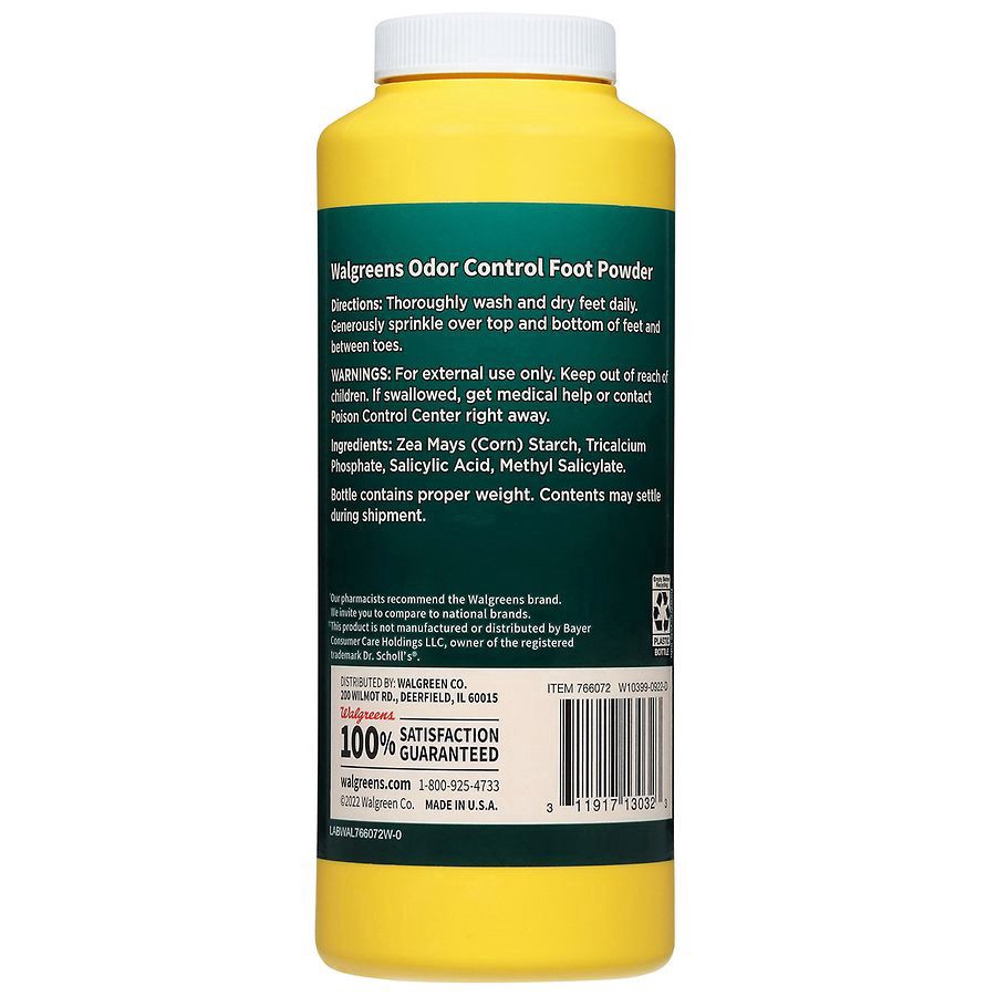 slide 2 of 3, Walgreens Odor Control Foot Powder, 7 oz