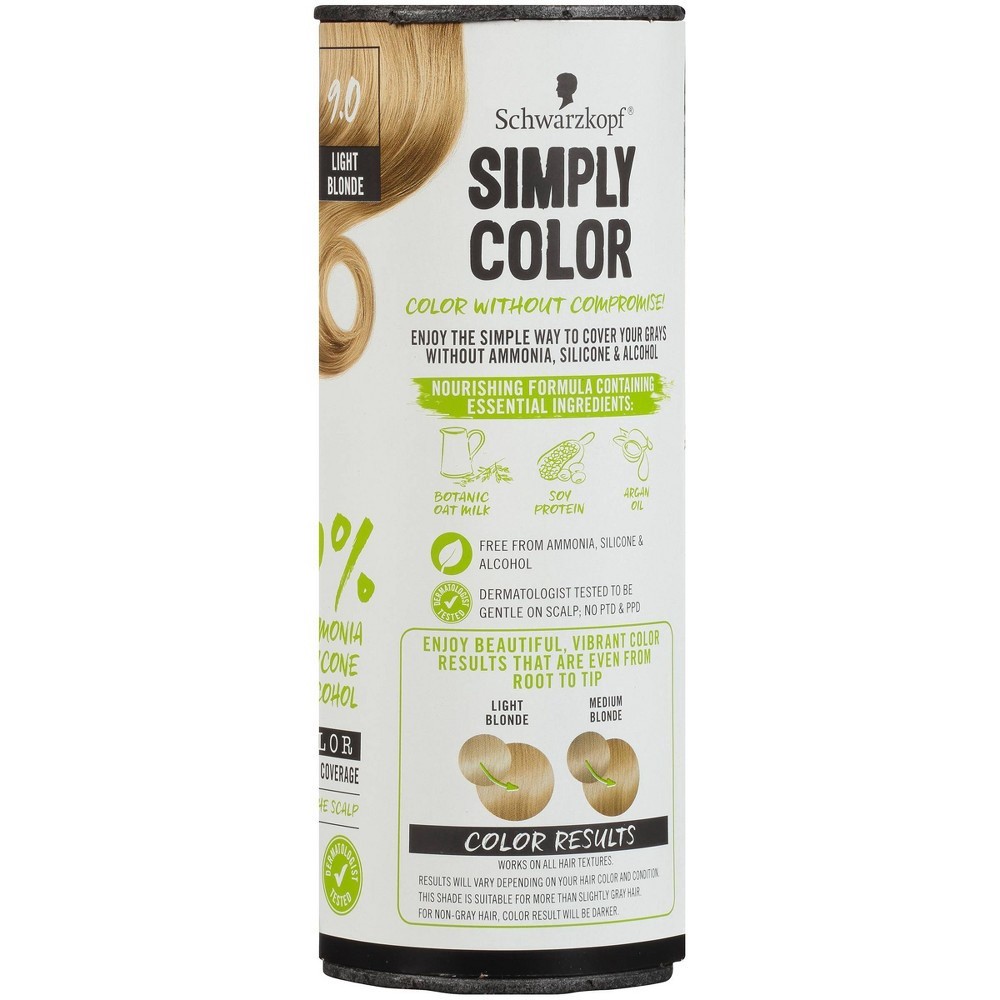 slide 5 of 5, Schwarzkopf Simply Color Permanent Hair Color, 9.0 Light Blonde, 5.7 fl oz