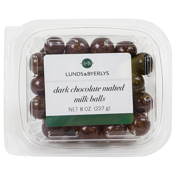 slide 1 of 1, L&B Dark Chocolate Malted Milk Balls, 8 oz