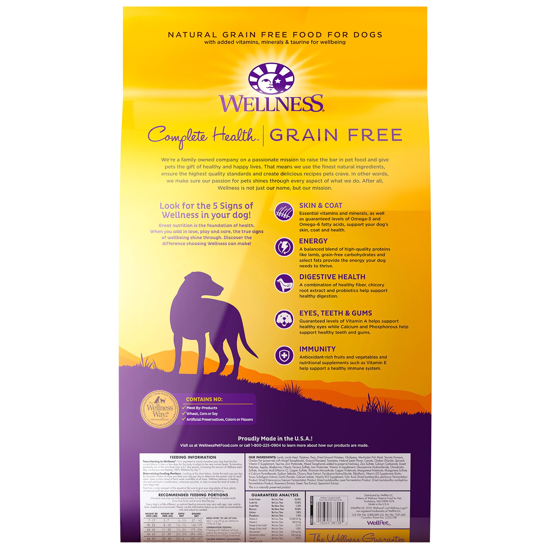 slide 2 of 5, Wellness Complete Health Natural Grain Free Dry Dog Food, Lamb, 24-Pound Bag, 24 lb