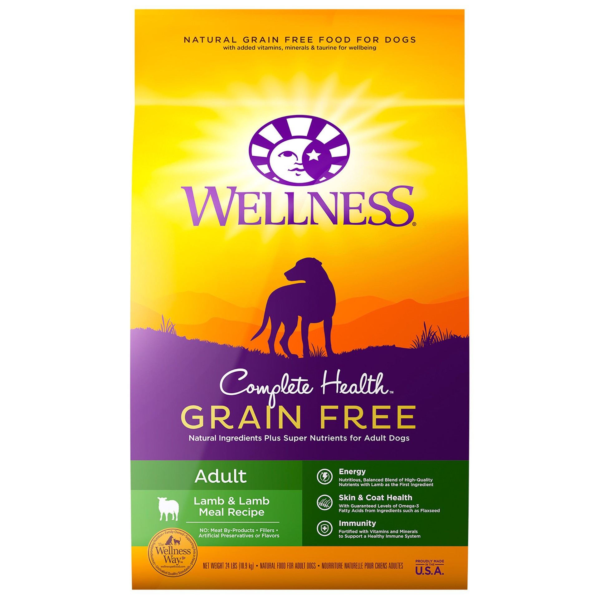 slide 1 of 5, Wellness Complete Health Natural Grain Free Dry Dog Food, Lamb, 24-Pound Bag, 24 lb